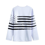 White And Black USA Flag Print Long Sleeve Short Coat