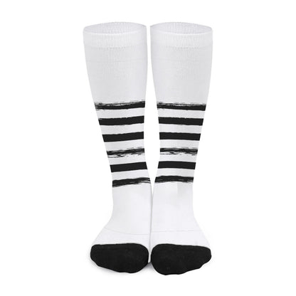 White And Black USA Flag Print Long Socks