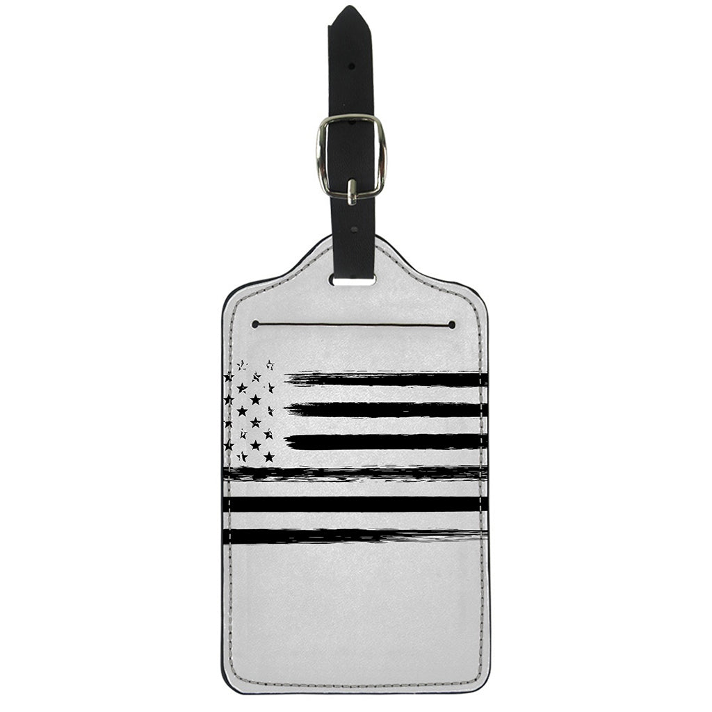 White And Black USA Flag Print Luggage Tag