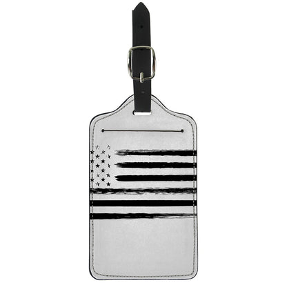 White And Black USA Flag Print Luggage Tag