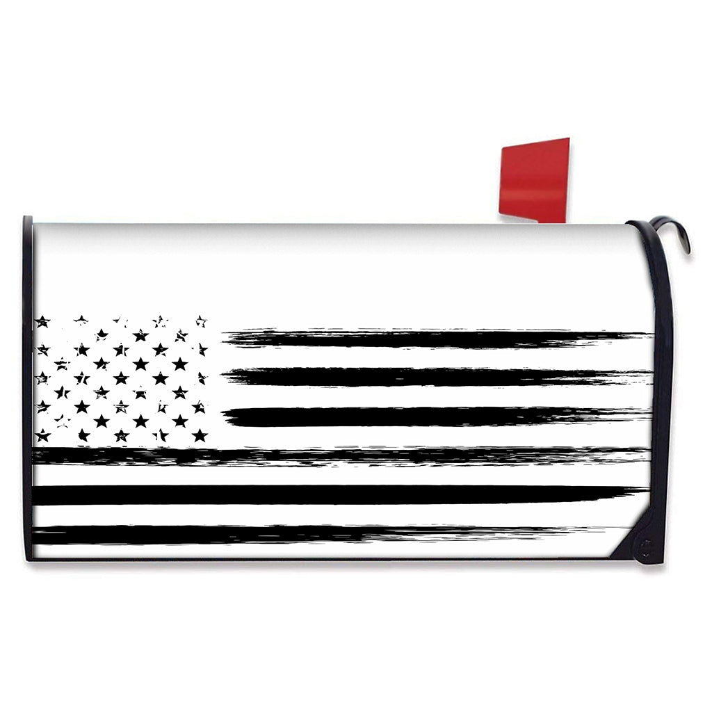 White And Black USA Flag Print Mailbox Cover