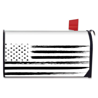 White And Black USA Flag Print Mailbox Cover