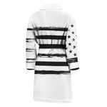 White And Black USA Flag Print Men's Bathrobe