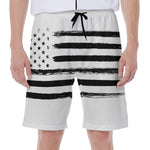 White And Black USA Flag Print Men's Beach Shorts