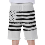 White And Black USA Flag Print Men's Beach Shorts