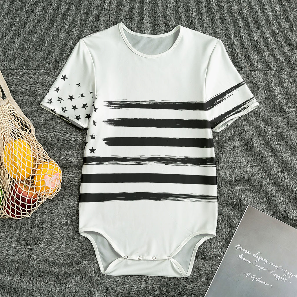 White And Black USA Flag Print Men's Bodysuit