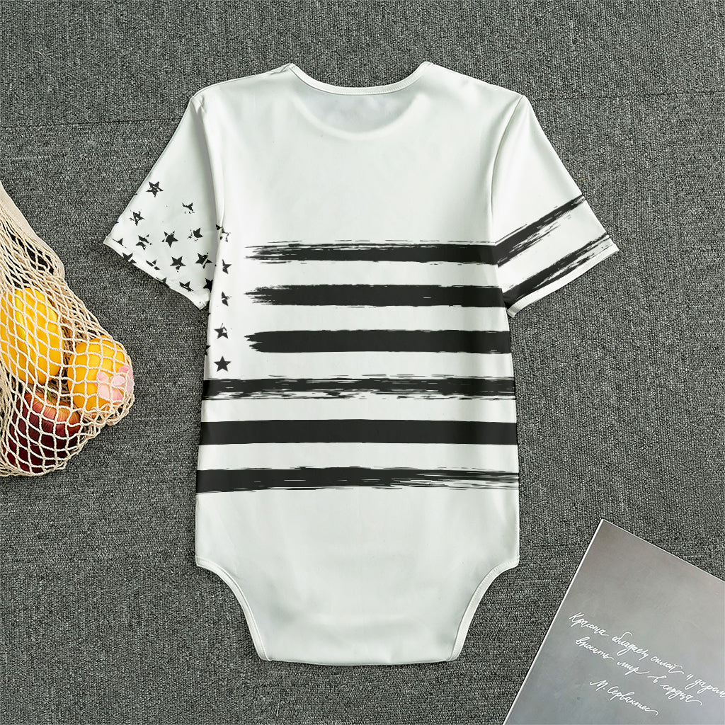 White And Black USA Flag Print Men's Bodysuit