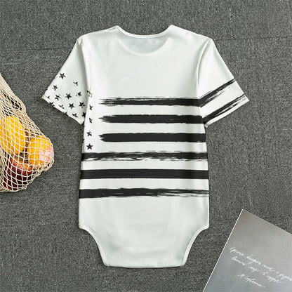 White And Black USA Flag Print Men's Bodysuit