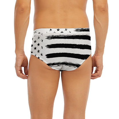 White And Black USA Flag Print Men's Briefs