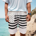 White And Black USA Flag Print Men's Cargo Shorts
