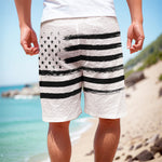 White And Black USA Flag Print Men's Cargo Shorts