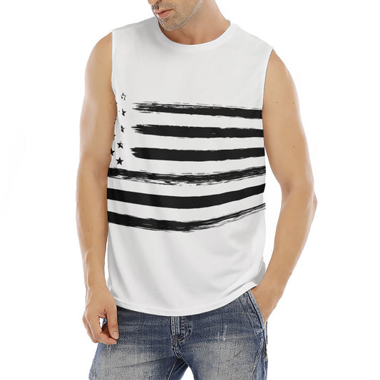 White And Black USA Flag Print Men's Fitness Tank Top