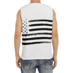 White And Black USA Flag Print Men's Fitness Tank Top