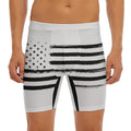 White And Black USA Flag Print Men's Long Boxer Briefs