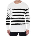 White And Black USA Flag Print Men's Long Sleeve T-Shirt