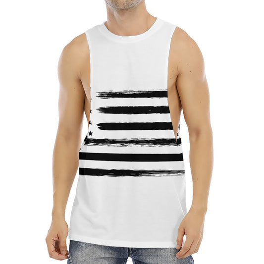 White And Black USA Flag Print Men's Muscle Tank Top