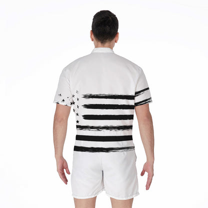 White And Black USA Flag Print Men's Rompers