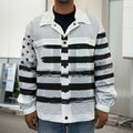 White And Black USA Flag Print Men's Shirt Jacket
