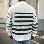 White And Black USA Flag Print Men's Shirt Jacket