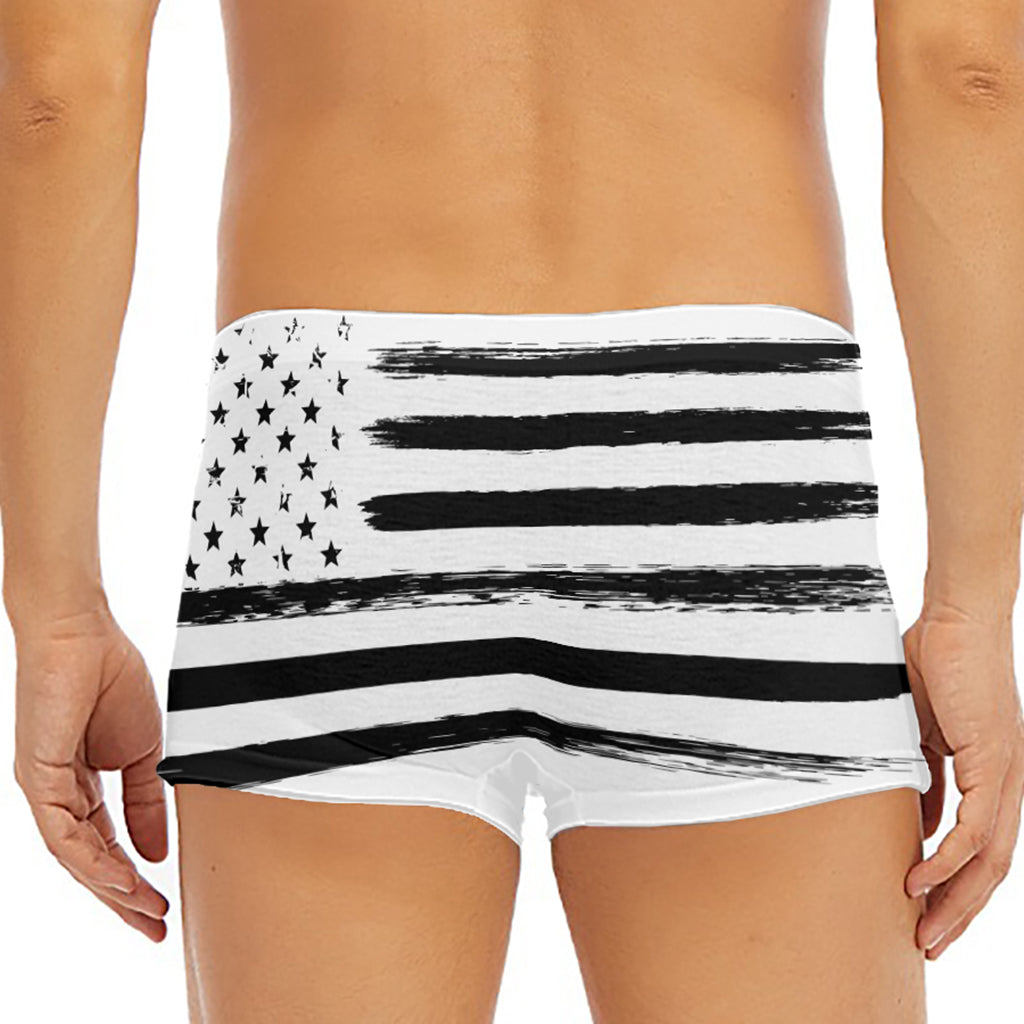 White And Black USA Flag Print Men's Short Boxer Briefs
