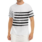 White And Black USA Flag Print Men's Short Sleeve Rash Guard
