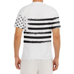 White And Black USA Flag Print Men's Short Sleeve Rash Guard
