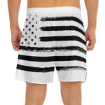 White And Black USA Flag Print Men's Split Running Shorts