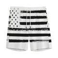 White And Black USA Flag Print Men's Athletic Shorts