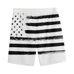 White And Black USA Flag Print Men's Sports Shorts