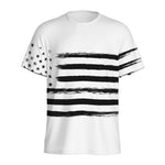 White And Black USA Flag Print Men's Sports T-Shirt