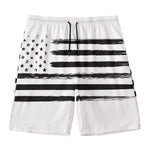White And Black USA Flag Print Men's Swim Trunks