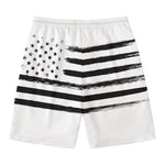 White And Black USA Flag Print Men's Swim Trunks