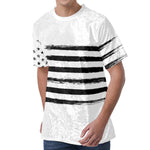 White And Black USA Flag Print Men's Velvet T-Shirt