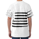 White And Black USA Flag Print Men's Velvet T-Shirt
