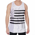 White And Black USA Flag Print Men's Velvet Tank Top