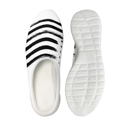 White And Black USA Flag Print Mesh Casual Shoes