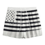 White And Black USA Flag Print Mesh Shorts