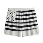 White And Black USA Flag Print Mesh Shorts