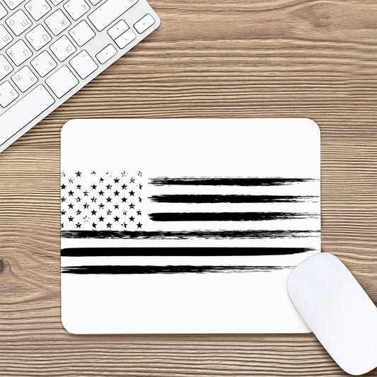 White And Black USA Flag Print Mouse Pad