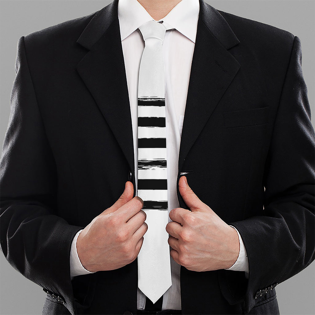 White And Black USA Flag Print Necktie