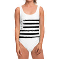 White And Black USA Flag Print One Piece Swimsuit