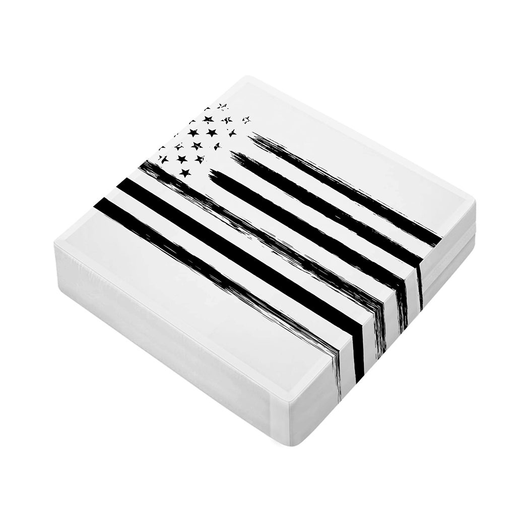 White And Black USA Flag Print Outdoor Seat Cushion Cover