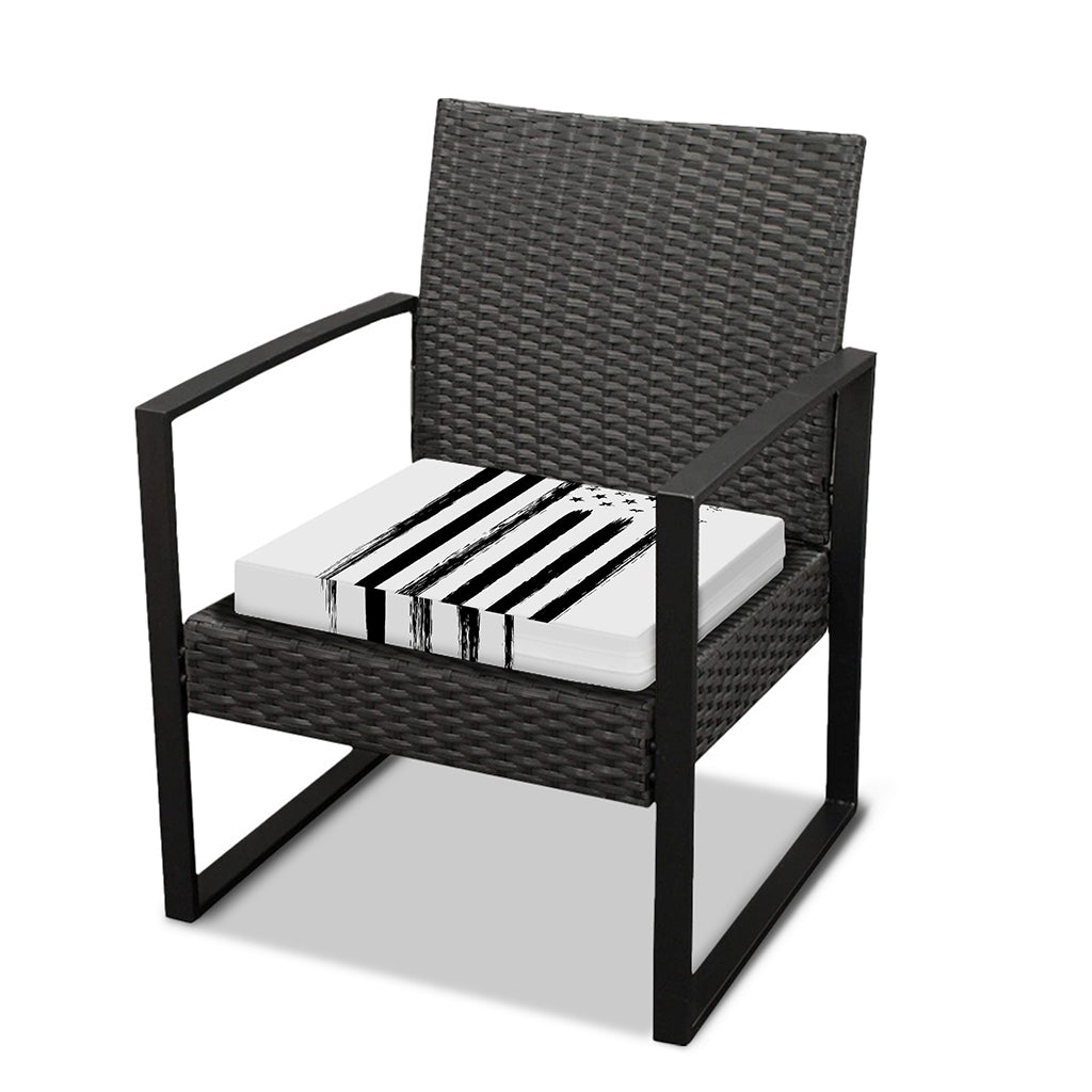 White And Black USA Flag Print Outdoor Seat Cushion Cover