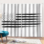 White And Black USA Flag Print Pencil Pleat Curtains