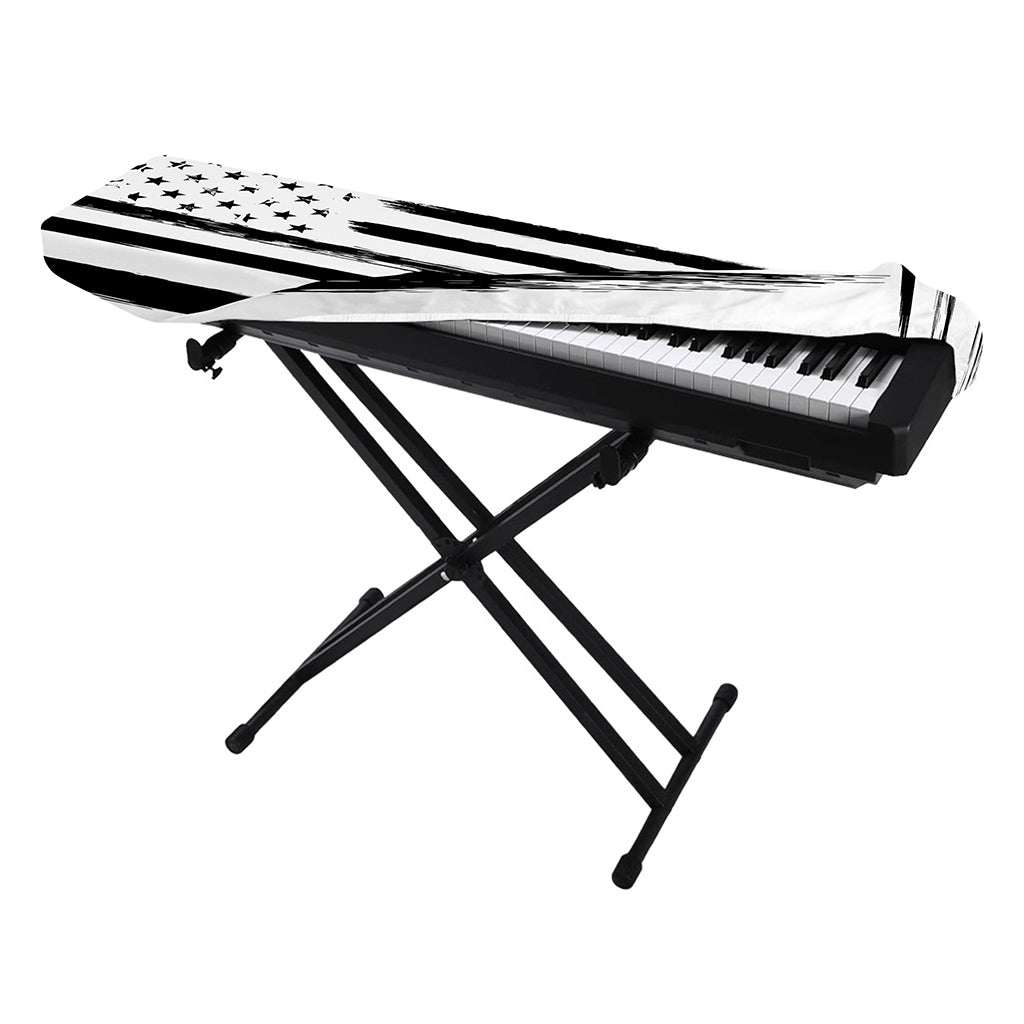 White And Black USA Flag Print Piano Keyboard Cover