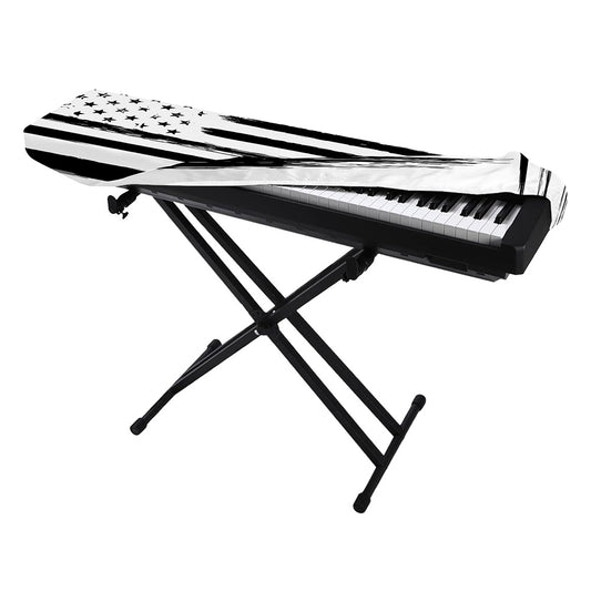 White And Black USA Flag Print Piano Keyboard Cover