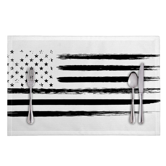 White And Black USA Flag Print Placemat