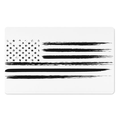 White And Black USA Flag Print Polyester Doormat