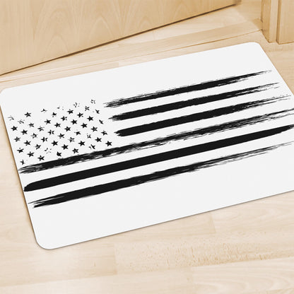 White And Black USA Flag Print Polyester Doormat
