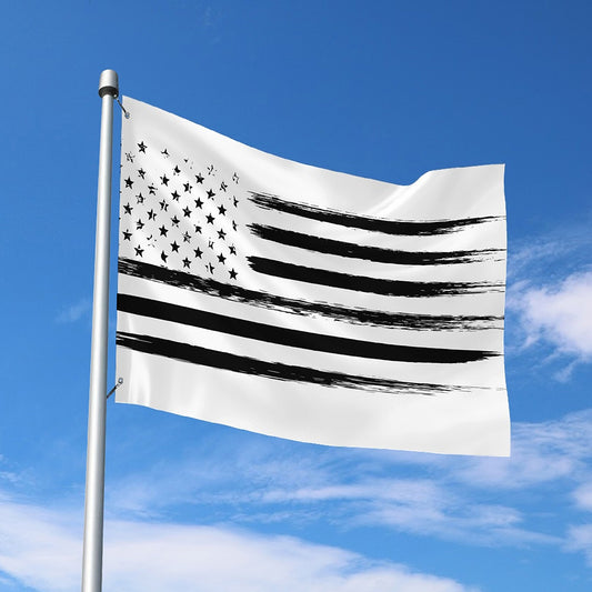 White And Black USA Flag Print Polyester Flag